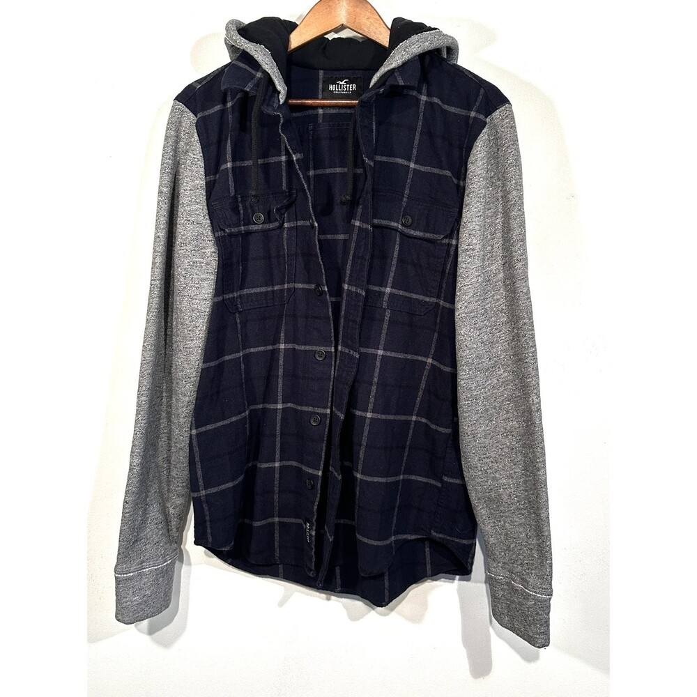 Hollister Button Down Shirt Hooded Shirt Jacket Size Large